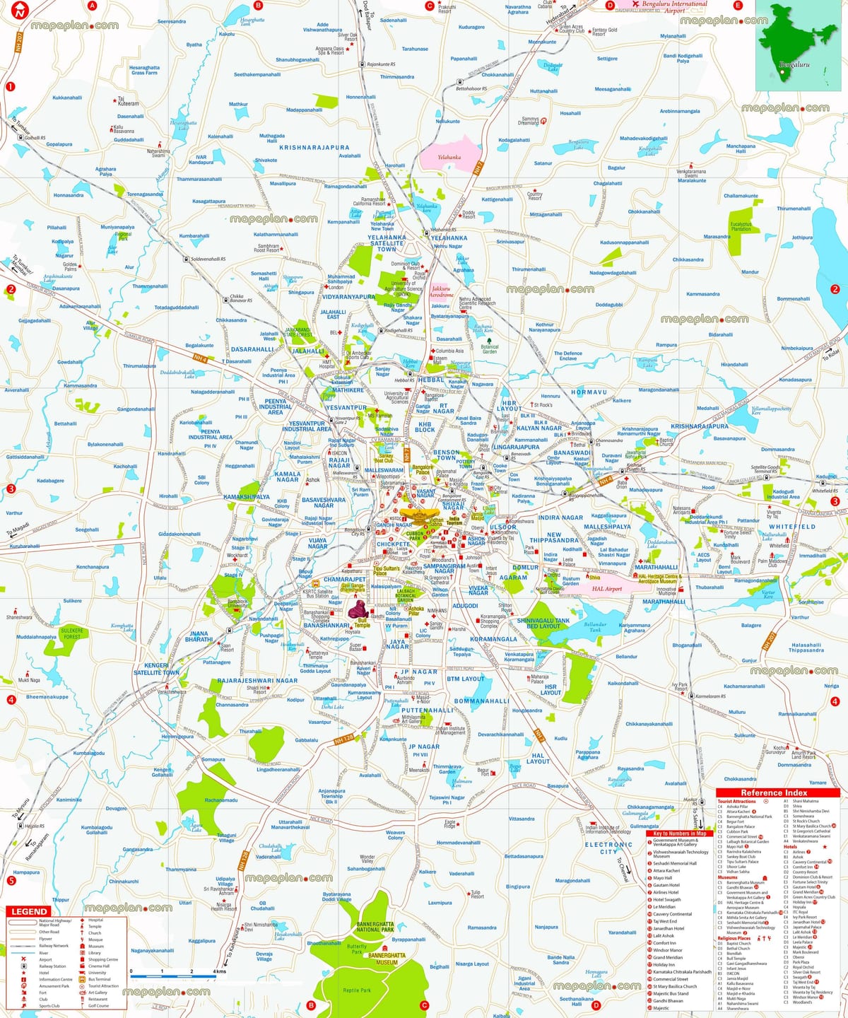 பெங்களூர் சுற்றுலா இடங்கள் வரைபடம்