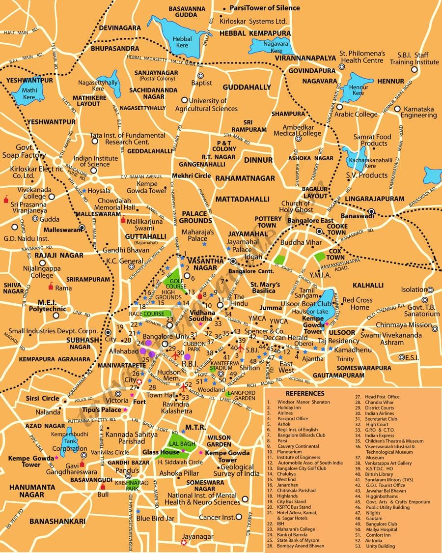 பெங்களூர் சுற்றுலா இடங்கள் வரைபடம்